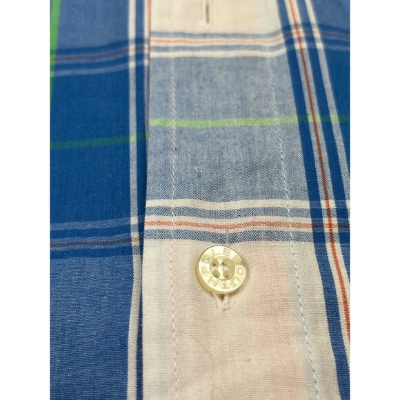 Southpole Signature Series Mens Large Blue & Orange Plaid Long Sleeve Shirt Y2K - Picture 8 of 12